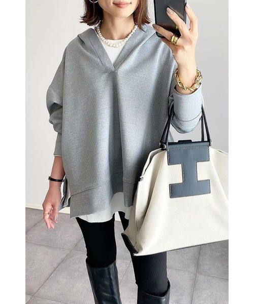 Bonjour Sagan（ボンジュールサガン）の「ライトダンボールスキッパーパーカー（パーカー・レディース・グレー・FREE）」の10枚目の写真