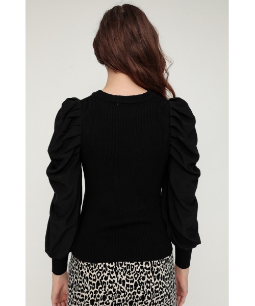 SLY（スライ）の「DOCKING PUFF TOPS ドッキングパフスリーブ トップス（ニット/セーター・レディース・ブラック/ライトグリーン/アイボリー/キャメル・FREE）」の14枚目の写真