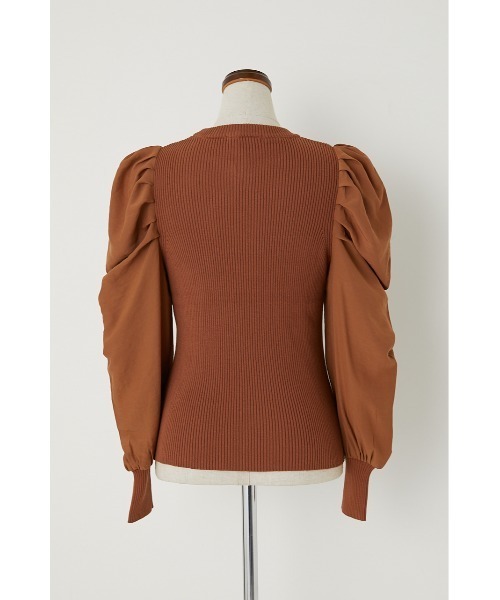 SLY（スライ）の「DOCKING PUFF TOPS ドッキングパフスリーブ トップス（ニット/セーター・レディース・ブラック/ライトグリーン/アイボリー/キャメル・FREE）」の16枚目の写真