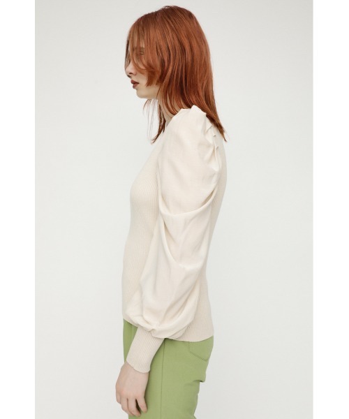 SLY（スライ）の「DOCKING PUFF TOPS ドッキングパフスリーブ トップス（ニット/セーター・レディース・ブラック/ライトグリーン/アイボリー/キャメル・FREE）」の8枚目の写真