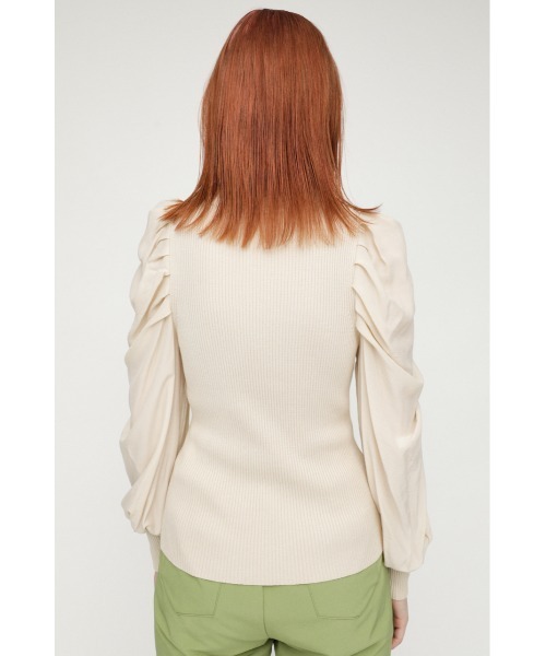 SLY（スライ）の「DOCKING PUFF TOPS ドッキングパフスリーブ トップス（ニット/セーター・レディース・ブラック/ライトグリーン/アイボリー/キャメル・FREE）」の9枚目の写真