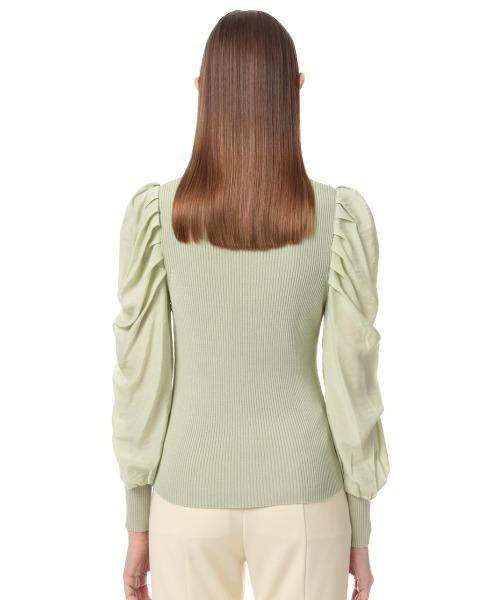 SLY（スライ）の「DOCKING PUFF TOPS ドッキングパフスリーブ トップス（ニット/セーター・レディース・ブラック/ライトグリーン/アイボリー/キャメル・FREE）」の21枚目の写真