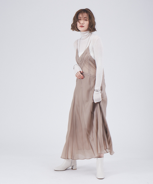 Rouge vif（ルージュヴィフ）の「キュプラキャミワンピース（ワンピース・レディース・ブラック/ベージュ/ブラウン・フリー）」の7枚目の写真