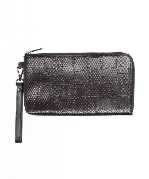 semantic design(セマンティックデザイン)の「セマンティックデザイン/semantic design クロコパイソンエンボス クラッチ(クラッチバッグ・メンズ・ブラック・FREE)」の2枚目の写真