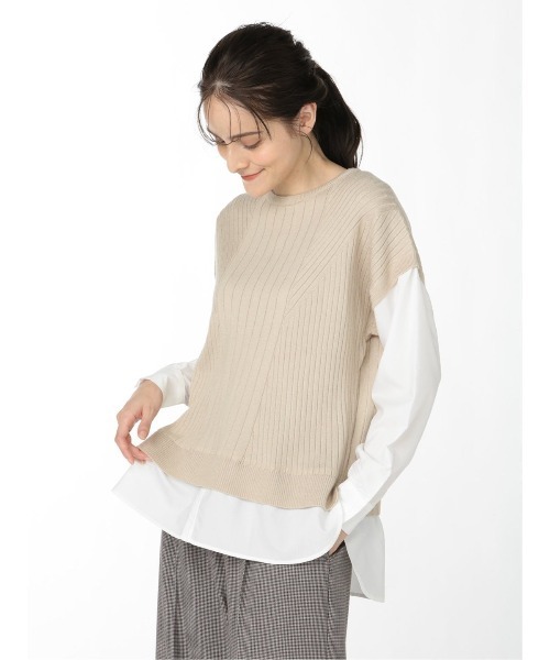 m.f.editorial(エムエフエディトリアル)の「エムエフエディトリアルレディース/m.f.editorial:Women ニットベスト&長袖シャツ フェイクレイヤードプルオーバー(ニット/セーター・レディース・グレー/ベージュ・MEDIUM/LARGE)」の20枚目の写真