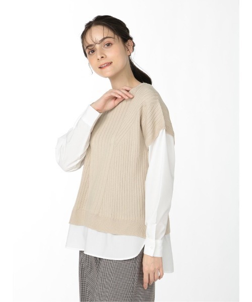 m.f.editorial(エムエフエディトリアル)の「エムエフエディトリアルレディース/m.f.editorial:Women ニットベスト&長袖シャツ フェイクレイヤードプルオーバー(ニット/セーター・レディース・グレー/ベージュ・MEDIUM/LARGE)」の19枚目の写真