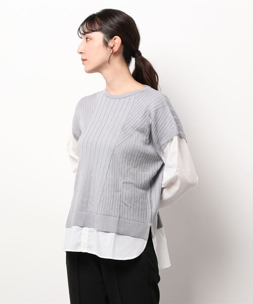 m.f.editorial(エムエフエディトリアル)の「エムエフエディトリアルレディース/m.f.editorial:Women ニットベスト&長袖シャツ フェイクレイヤードプルオーバー(ニット/セーター・レディース・グレー/ベージュ・MEDIUM/LARGE)」の16枚目の写真