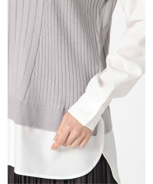 m.f.editorial(エムエフエディトリアル)の「エムエフエディトリアルレディース/m.f.editorial:Women ニットベスト&長袖シャツ フェイクレイヤードプルオーバー(ニット/セーター・レディース・グレー/ベージュ・MEDIUM/LARGE)」の12枚目の写真