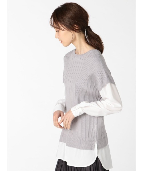 m.f.editorial(エムエフエディトリアル)の「エムエフエディトリアルレディース/m.f.editorial:Women ニットベスト&長袖シャツ フェイクレイヤードプルオーバー(ニット/セーター・レディース・グレー/ベージュ・MEDIUM/LARGE)」の11枚目の写真