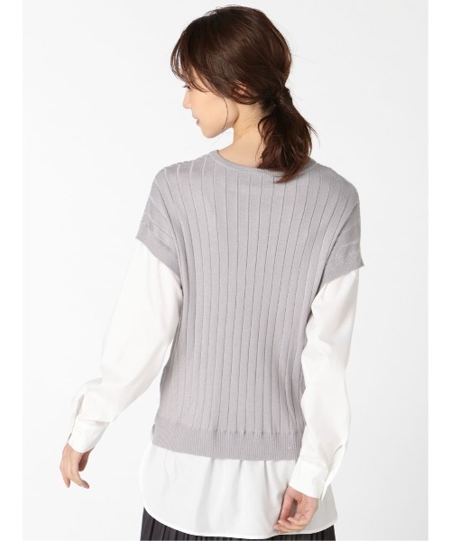 m.f.editorial(エムエフエディトリアル)の「エムエフエディトリアルレディース/m.f.editorial:Women ニットベスト&長袖シャツ フェイクレイヤードプルオーバー(ニット/セーター・レディース・グレー/ベージュ・MEDIUM/LARGE)」の10枚目の写真