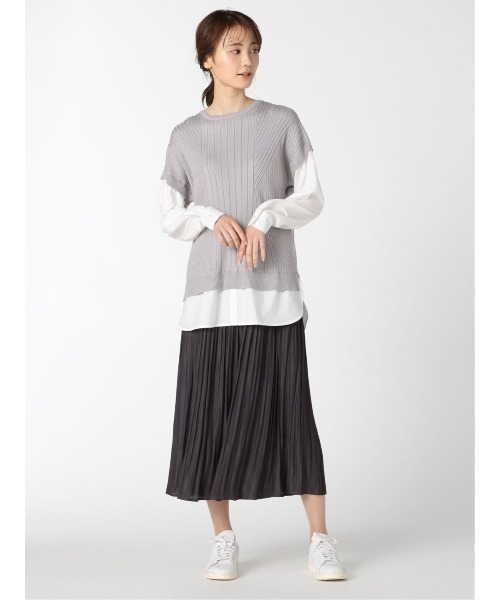 m.f.editorial(エムエフエディトリアル)の「エムエフエディトリアルレディース/m.f.editorial:Women ニットベスト&長袖シャツ フェイクレイヤードプルオーバー(ニット/セーター・レディース・グレー/ベージュ・MEDIUM/LARGE)」の6枚目の写真