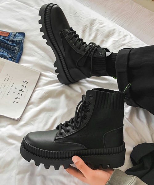 aimoha（アイモハ）の「レースアップ厚底ブーツ（ブーツ・メンズ・ブラック・26.5cm/26.0cm/27.0cm/25.5cm/25.0cm/24.5cm）」の10枚目の写真