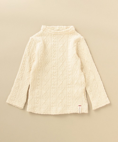 sense of wonder（センスオブワンダー）の「ケーブルジャガードハイネックTシャツ（Tシャツ/カットソー・キッズ・キナリ/ライトグレー・80ｃｍ/90cm/100cm/110cm/120cm/130cm）」の2枚目の写真