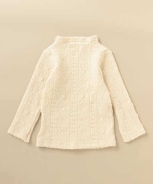 sense of wonder（センスオブワンダー）の「ケーブルジャガードハイネックTシャツ（Tシャツ/カットソー・キッズ・キナリ/ライトグレー・80ｃｍ/90cm/100cm/110cm/120cm/130cm）」の4枚目の写真