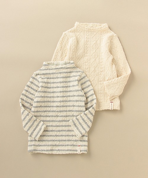 sense of wonder（センスオブワンダー）の「ケーブルジャガードハイネックTシャツ（Tシャツ/カットソー・キッズ・キナリ/ライトグレー・80ｃｍ/90cm/100cm/110cm/120cm/130cm）」の9枚目の写真