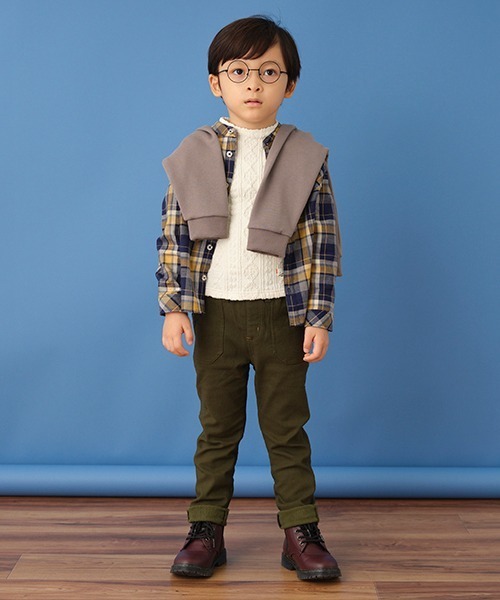 sense of wonder（センスオブワンダー）の「ケーブルジャガードハイネックTシャツ（Tシャツ/カットソー・キッズ・キナリ/ライトグレー・80ｃｍ/90cm/100cm/110cm/120cm/130cm）」の15枚目の写真