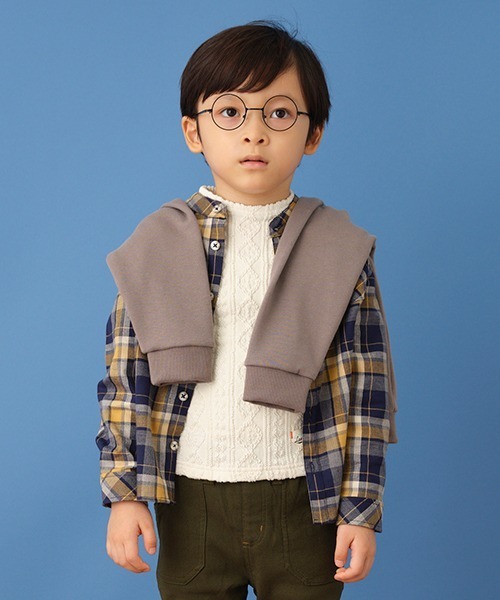 sense of wonder（センスオブワンダー）の「ケーブルジャガードハイネックTシャツ（Tシャツ/カットソー・キッズ・キナリ/ライトグレー・80ｃｍ/90cm/100cm/110cm/120cm/130cm）」の14枚目の写真