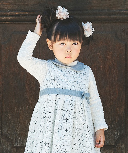 sense of wonder（センスオブワンダー）の「ケーブルジャガードハイネックTシャツ（Tシャツ/カットソー・キッズ・キナリ/ライトグレー・80ｃｍ/90cm/100cm/110cm/120cm/130cm）」の12枚目の写真