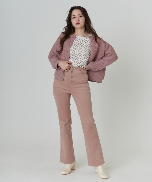 TINA：JOJUN（ティーナジョジュン）の「ハイウエスト コーデュロイ パンツ TINA：JOJUN（その他パンツ・レディース・ピンク/オレンジ・XS/S/M）」の2枚目の写真