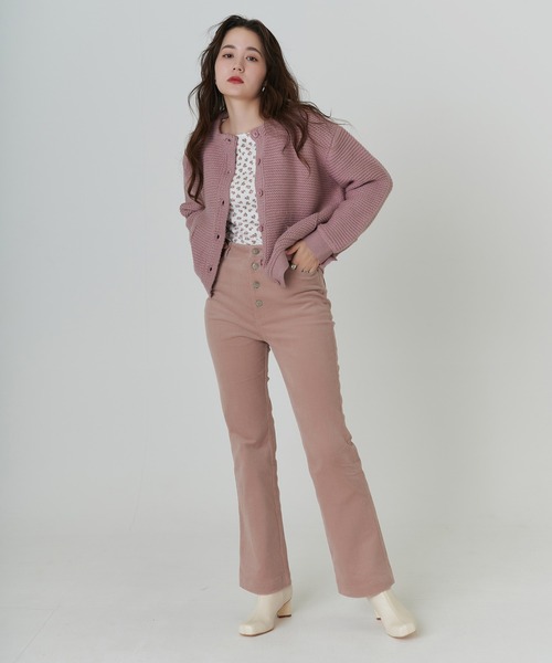 TINA：JOJUN（ティーナジョジュン）の「ハイウエスト コーデュロイ パンツ TINA：JOJUN（その他パンツ・レディース・ピンク/オレンジ・XS/S/M）」の4枚目の写真