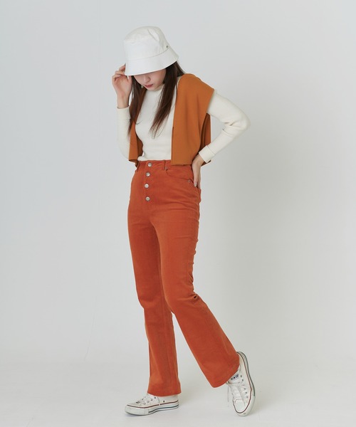 TINA：JOJUN（ティーナジョジュン）の「ハイウエスト コーデュロイ パンツ TINA：JOJUN（その他パンツ・レディース・ピンク/オレンジ・XS/S/M）」の15枚目の写真