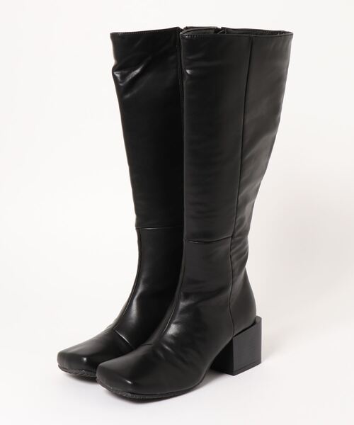 ANAP（アナップ）の「WEB限定【LLサイズ】スクエアトゥーロングブーツ（ブーツ・レディース・ブラック/アイボリー・LL/S/M/L）」の8枚目の写真