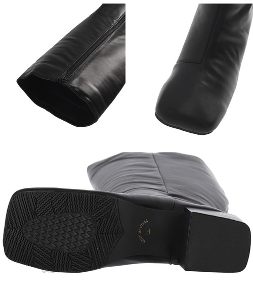 ANAP（アナップ）の「WEB限定【LLサイズ】スクエアトゥーロングブーツ（ブーツ・レディース・ブラック/アイボリー・LL/S/M/L）」の11枚目の写真