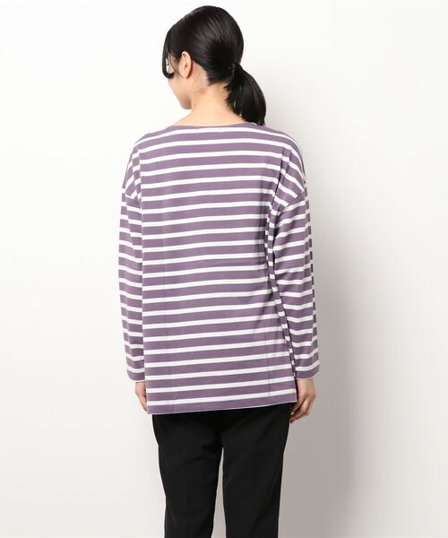 cepo(セポ)の「レース付け襟 バスクボーダーロンTee(Tシャツ/カットソー・レディース・パープル/チャコール/ブラック・M)」の6枚目の写真