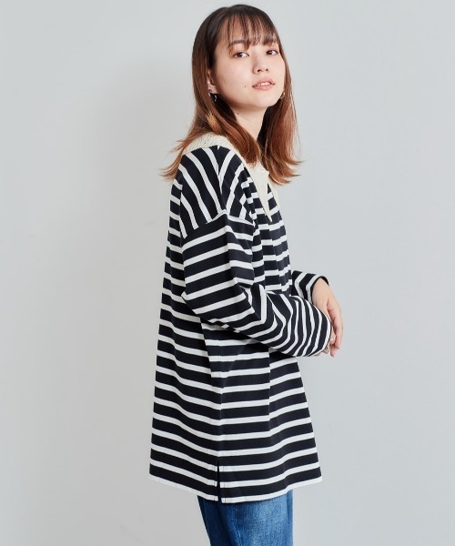 cepo(セポ)の「レース付け襟 バスクボーダーロンTee(Tシャツ/カットソー・レディース・パープル/チャコール/ブラック・M)」の14枚目の写真