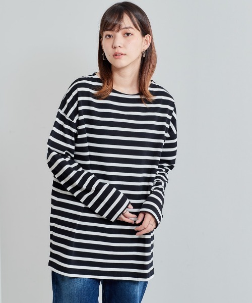 cepo(セポ)の「レース付け襟 バスクボーダーロンTee(Tシャツ/カットソー・レディース・パープル/チャコール/ブラック・M)」の17枚目の写真