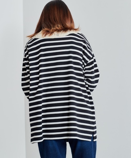 cepo(セポ)の「レース付け襟 バスクボーダーロンTee(Tシャツ/カットソー・レディース・パープル/チャコール/ブラック・M)」の15枚目の写真