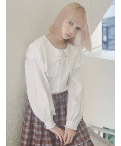 merry jenny（メリージェニー）の「キルトとフリルカラーブラウス（シャツ/ブラウス・レディース・オフホワイト・FREE）」の2枚目の写真