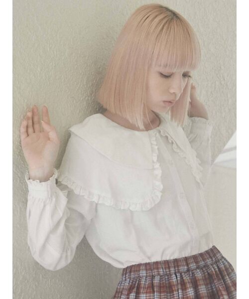 merry jenny（メリージェニー）の「キルトとフリルカラーブラウス（シャツ/ブラウス・レディース・オフホワイト・FREE）」の4枚目の写真