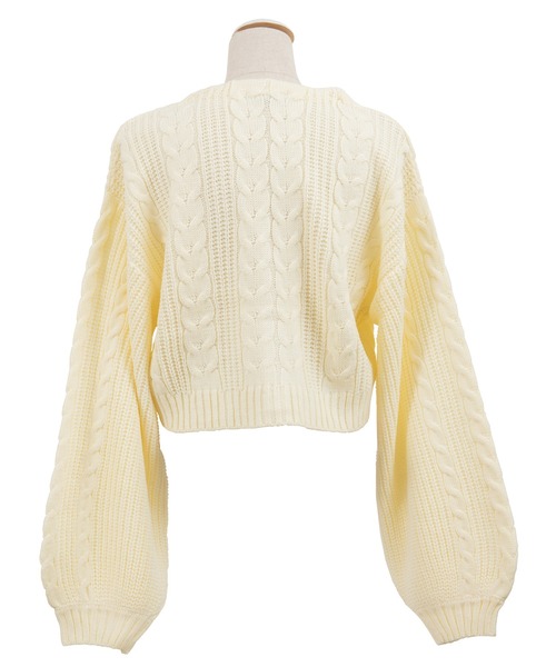 PUNYUS(プニュズ)の「クロップドケーブルニットカーディガン(カーディガン/ボレロ・レディース・ブラック/ライム/アイボリー/ライトパープル・1/2/4/3)」の20枚目の写真