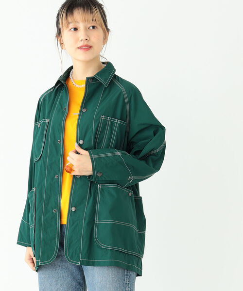 BEAMS BOY オーバーサイズ ナイロン ワーク ジャケット カバーオール