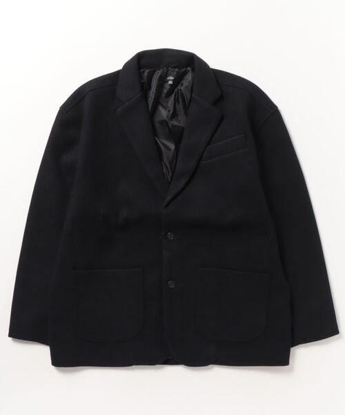 ONE DAY KMC （ワンデイケーエムシー）の「■フェイクウール■ ワイドテーラードジャケット（テーラードジャケット・メンズ・ブラック/オートミール/パープル系・M/L）」の2枚目の写真