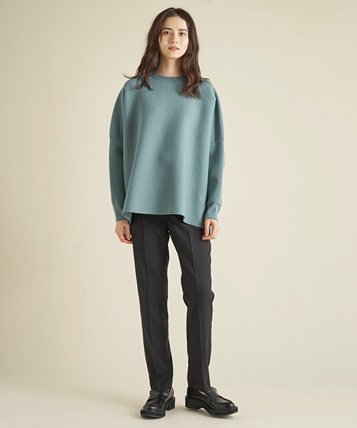 Mila Owen（ミラオーウェン）の「オーバーサイズトレーナー見えニットプルオーバー（ニット/セーター・レディース・ホワイト/ベージュ/ライトブルー・FREE）」の16枚目の写真