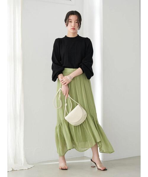 earth music&ecology（アースミュージックアンドエコロジー）の「パワーショルダーニットプルオーバー＊（ニット/セーター・レディース・ブラック/アイボリー/ミント/ラベンダー・S/M）」の21枚目の写真