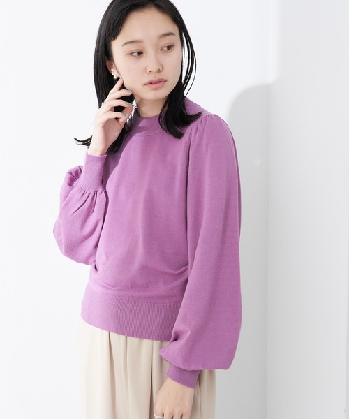 earth music&ecology（アースミュージックアンドエコロジー）の「パワーショルダーニットプルオーバー＊（ニット/セーター・レディース・ブラック/アイボリー/ミント/ラベンダー・S/M）」の4枚目の写真