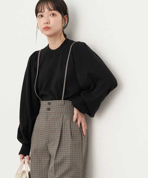 earth music&ecology（アースミュージックアンドエコロジー）の「パワーショルダーニットプルオーバー＊（ニット/セーター・レディース・ブラック/アイボリー/ミント/ラベンダー・S/M）」の3枚目の写真