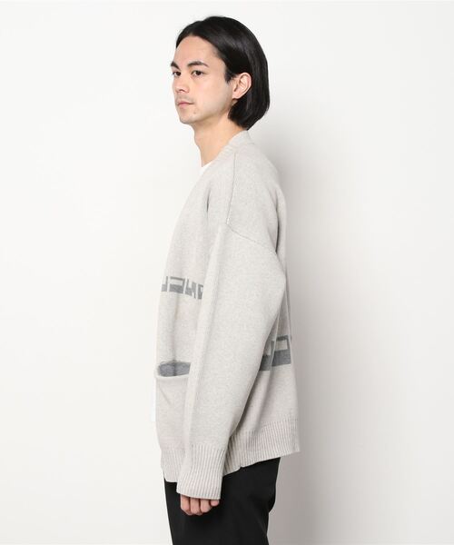 LUSOR（ルーソル）の「LUSOR（ルーソル） Wジャカードロゴカーディガン（カーディガン/ボレロ・メンズ・ブルーグレー/チャコール/ライトグレー・LARGE/MEDIUM）」の5枚目の写真