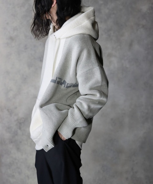 LUSOR（ルーソル）の「LUSOR（ルーソル） Wジャカードロゴカーディガン（カーディガン/ボレロ・メンズ・ブルーグレー/チャコール/ライトグレー・LARGE/MEDIUM）」の16枚目の写真