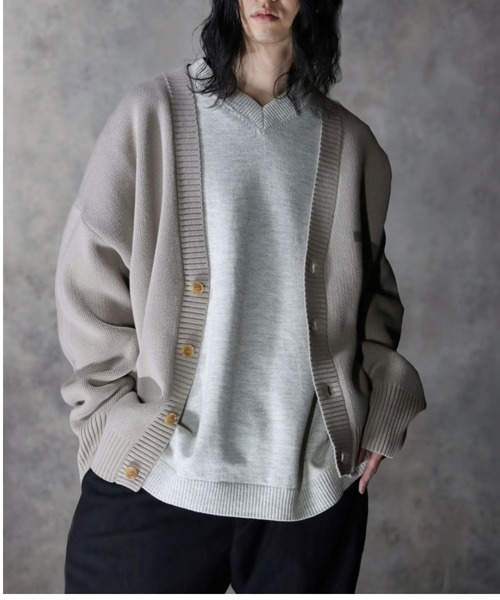 LUSOR（ルーソル）の「LUSOR（ルーソル） Wジャカードロゴカーディガン（カーディガン/ボレロ・メンズ・ブルーグレー/チャコール/ライトグレー・LARGE/MEDIUM）」の13枚目の写真