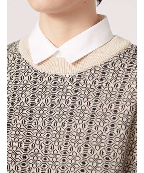 armonia(アルモニーア)の「armonia.後ろリボンジャガードニットベスト(ベスト・レディース・ベージュ/ブルー・FREE)」の8枚目の写真