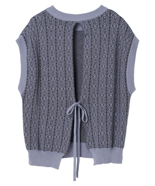 armonia(アルモニーア)の「armonia.後ろリボンジャガードニットベスト(ベスト・レディース・ベージュ/ブルー・FREE)」の5枚目の写真