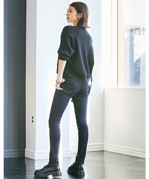 OPAQUE.CLIP（オペークドットクリップ）の「◆Lycra 2wayストレッチスキニーパンツ【WEB限定サイズ】（デニムパンツ・レディース・チャコールグレー/ブラック/ベージュ/ネイビー/ブルー/ホワイト系・40/38/42/36/34）」の5枚目の写真