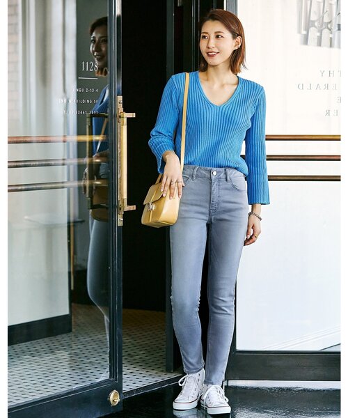 OPAQUE.CLIP（オペークドットクリップ）の「◆Lycra 2wayストレッチスキニーパンツ【WEB限定サイズ】（デニムパンツ・レディース・チャコールグレー/ブラック/ベージュ/ネイビー/ブルー/ホワイト系・40/38/42/36/34）」の3枚目の写真