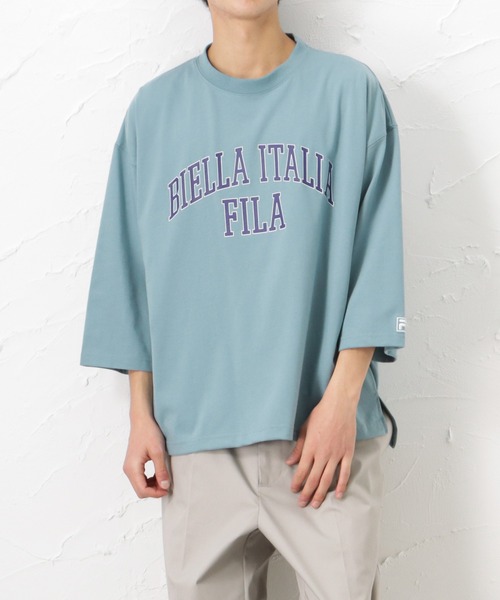 FILA(フィラ)の「FILA フィラ カレッジロゴ7分袖Tシャツ(Tシャツ/カットソー・メンズ・ホワイト/ブラック/サックスブルー・M/L/XL)」の3枚目の写真