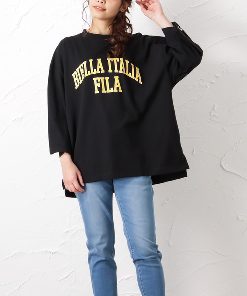 FILA(フィラ)の「FILA フィラ カレッジロゴ7分袖Tシャツ(Tシャツ/カットソー・メンズ・ホワイト/ブラック/サックスブルー・M/L/XL)」の4枚目の写真