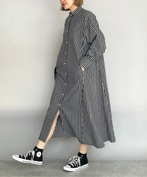 PICCIN | ストライプフレアシャツワンピース(シャツワンピース)